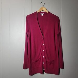 OLD NAVY RASPBERRY BOYFRINED CARDIGAN SWEATER POCKETS WOMENS SIZE LARGE